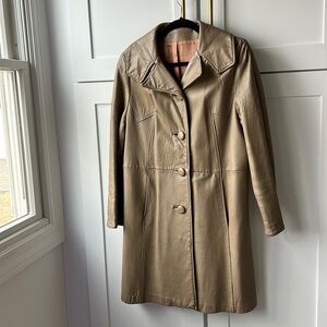 Vintage Long Leather Tan Coat